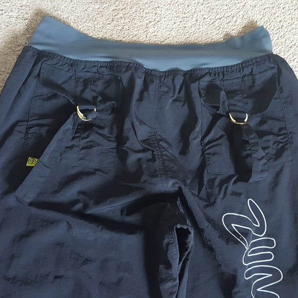 ZUMBA black drawstring pants nylon side back pockets X Large XL cargo athletic - Picture 7 of 12